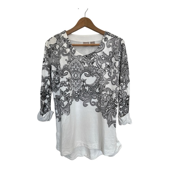 Chico's Black and White Paisley Blouse size 0 - Picture 1 of 4